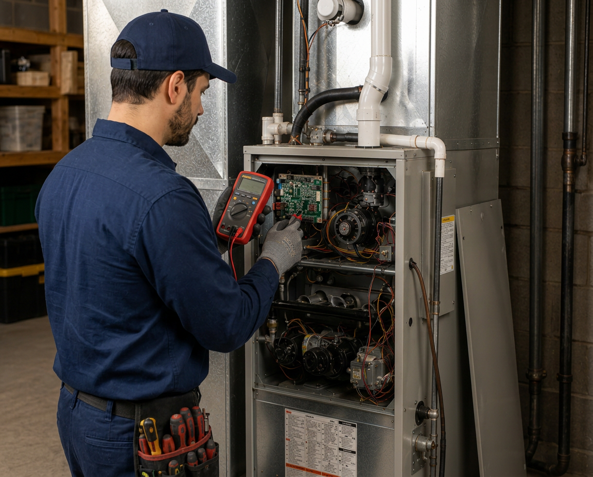 High-efficiency residential furnace installation